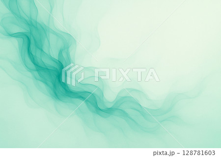 ティールとミントグリーンの煙が漂う抽象背景 128781603