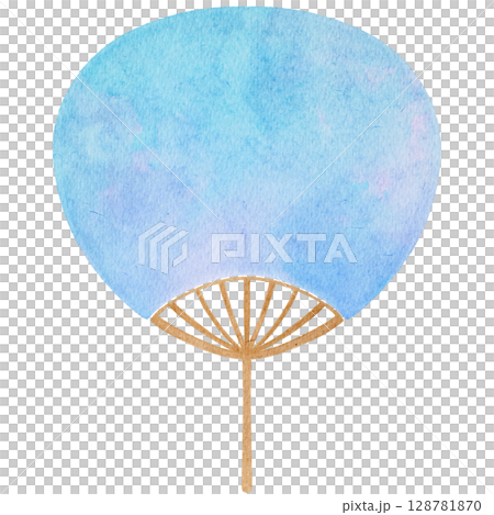 Uchiwa fan summer watercolor illustration 128781870