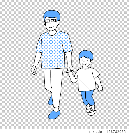Illustration of a parent and child holding hands Illustration of a parent and child holding hands 128782023
