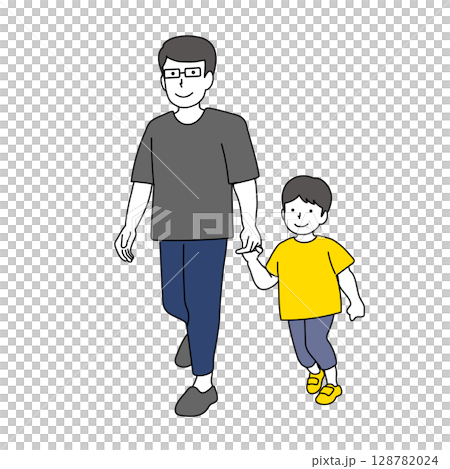 手を繋ぐ親子イラスト 手を繋ぐ親子イラスト 128782024