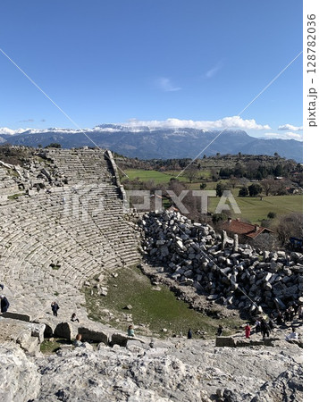 January 11, 2024. Ruins of an amphitheater in Turkey, Antalya. January 11, 2024. Ruins of an amphitheater in Turkey, Antalya. 128782036