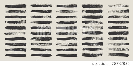 Grunge brush strokes, lines, ink smudges, hand-drawn scribble shapes. Handmade sketchy marks, acrylic stains, charcoal streaks. Paint textures, dry brush effect. Marker underline. Vector illustration 128782080