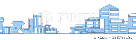 Urban architecture.Private houses and cottages.Linear cityscape .Vector illustration . Urban architecture.Private houses and cottages.Linear cityscape .Vector illustration . 128782153