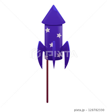 Firework rocket petard with wick stick cartoon vector icon, firecracker decorated stars pattern festive pyrotechnic tool Firework rocket petard with wick stick cartoon vector icon, firecracker decorated stars pattern festive pyrotechnic tool 128782330