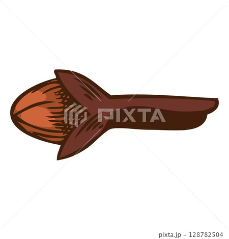Clove spice star seed sketch, vector hand drawn spice dried herb bud, organic condiment, Mulled wine ingredient 128782504