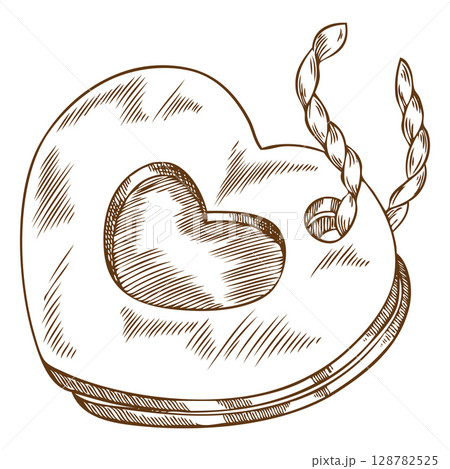 Holiday heart shaped cookie on a string,...のイラスト素材 [128782525] - PIXTA