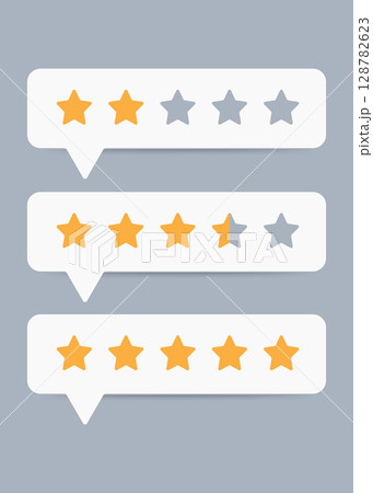 Speech bubble with golden rating stars stock illustration Speech bubble with golden rating stars stock illustration 128782623
