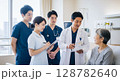 医師と看護師：病室で女性患者を診察（回診風景） 128782640