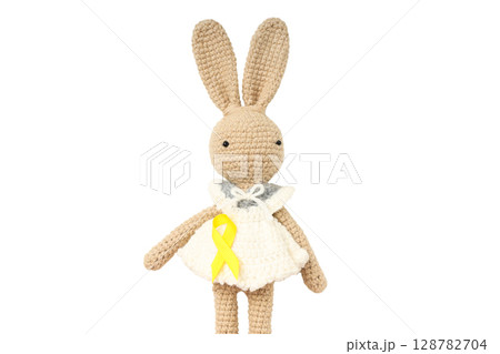 Crochet bunny doll for kids or decor, isolated on white, PNG Crochet bunny doll for kids or decor, isolated on white, PNG 128782704