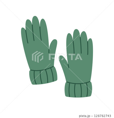 A pair of gloves. Hand-drawn. Flat vector illustration isolated on a white background A pair of gloves. Hand-drawn. Flat vector illustration isolated on a white background 128782743
