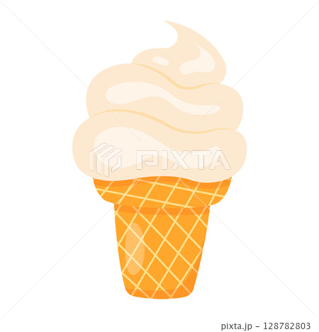 Vanilla ice cream. Vector illustration in flat style Vanilla ice cream. Vector illustration in flat style 128782803
