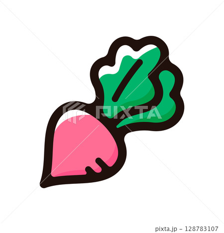 カブ、ラディッシュのイラストアイコン（野菜・食材・食べ物素材） 128783107