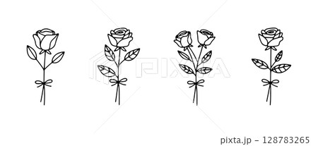 Delicate Garden Roses. A composition of hand-drawn blooming roses with fine details and elegant strokes, capturing timeless botanical beauty. Delicate Garden Roses. A composition of hand-drawn blooming roses with fine details and elegant strokes, capturing timeless botanical beauty. 128783265