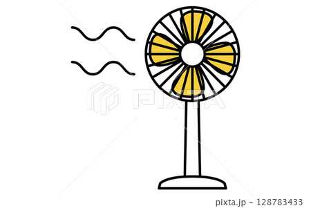 扇風機のシンプルな線画イラスト、夏のイラスト 128783433