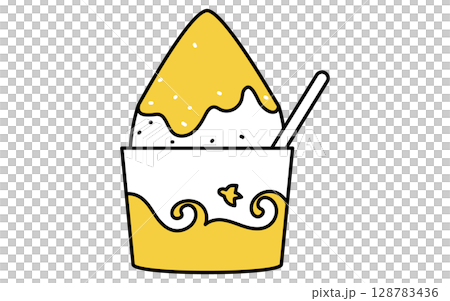 Simple line drawing illustration of shaved ice, summer illustration 128783436