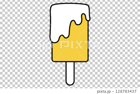 Simple line drawing illustration of ice cream with milk, summer illustration 128783437