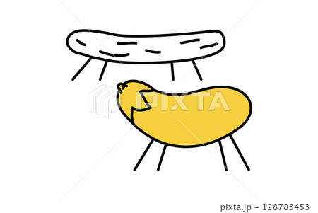 お盆に飾る精霊馬のシンプルな線画イラスト、夏のイラスト 128783453