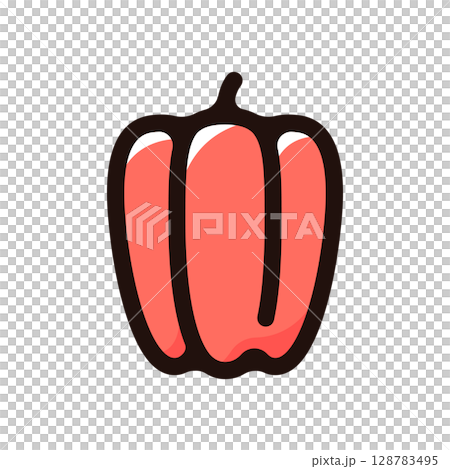 ピーマン、パプリカのイラストアイコン（野菜・食材・食べ物素材） 128783495