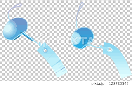 シンプルカラー・主線なしの風鈴ベクター 128783545