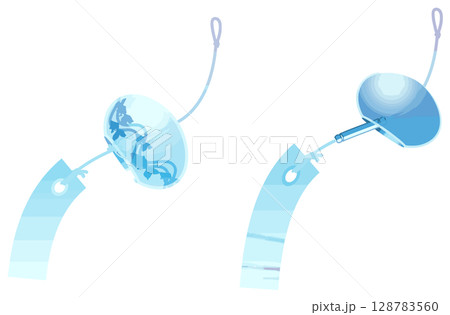 シンプルカラー・主線なしの風鈴ベクター シンプルカラー・主線なしの風鈴ベクター 128783560