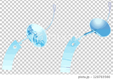 シンプルカラー・主線なしの風鈴ベクター シンプルカラー・主線なしの風鈴ベクター 128783560