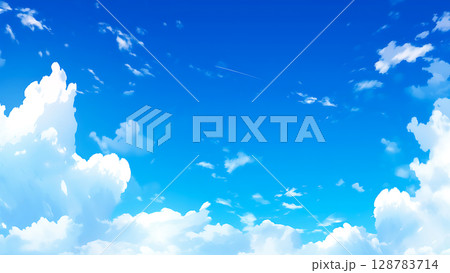 真夏の爽やかな青空と入道雲 128783714