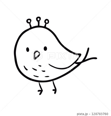 Cute Hand-Drawn Bird Illustration with a Whimsical Style 128783760