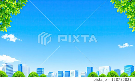 《AI画像》青空の都市風景 128783828