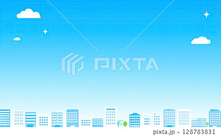 《AI画像》青空の都市風景 128783831