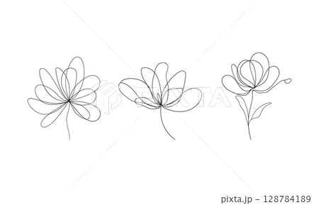 Delicate Line Flower Collection. A minimalistic set of hand-drawn floral illustrations in elegant one-line style with soft abstract backgrounds. Delicate Line Flower Collection. A minimalistic set of hand-drawn floral illustrations in elegant one-line style with soft abstract backgrounds. 128784189