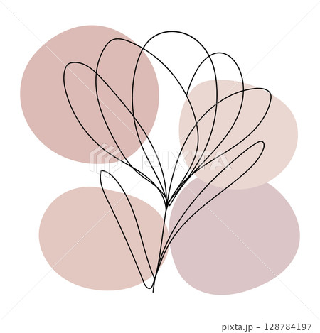 Elegant Upright Flower Design. A graceful line drawing of a tall flower with upward petals and soft abstract background. 128784197