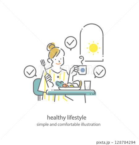 心地の良いライフスタイル シンプルでお洒落な線画イラスト 心地の良いライフスタイル シンプルでお洒落な線画イラスト 128784294