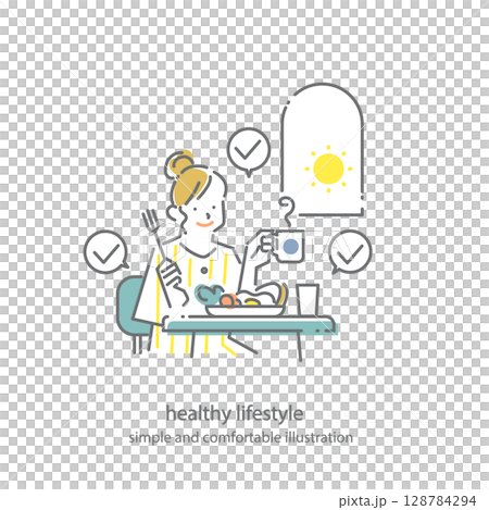 心地の良いライフスタイル シンプルでお洒落な線画イラスト 心地の良いライフスタイル シンプルでお洒落な線画イラスト 128784294