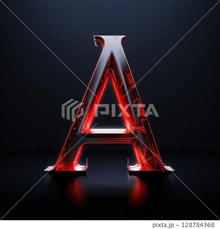 Neon letter A isolated on black background, 3D illustration of symbols Neon letter A isolated on black background, 3D illustration of symbols 128784368