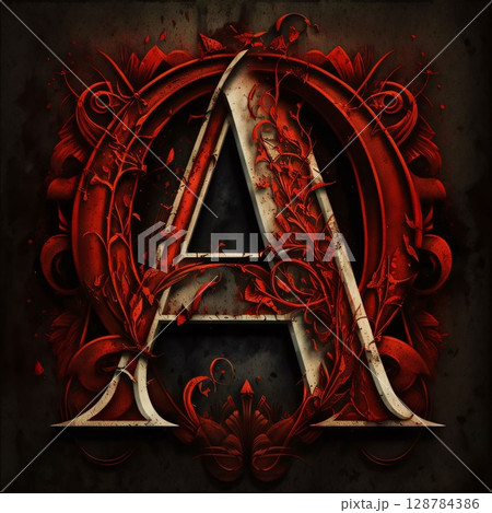 ornamental letter A in the Gothic style on a grunge background 128784386