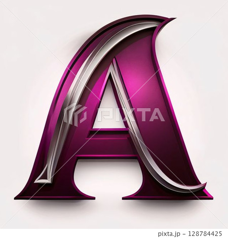letter A in 3d glossy pink and black - 3d rendering 128784425
