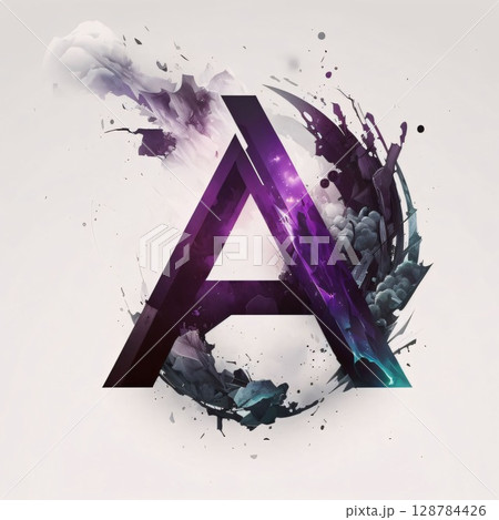 Alphabet letter A painted in watercolor paint splashes. Vector illustration Alphabet letter A painted in watercolor paint splashes. Vector illustration 128784426