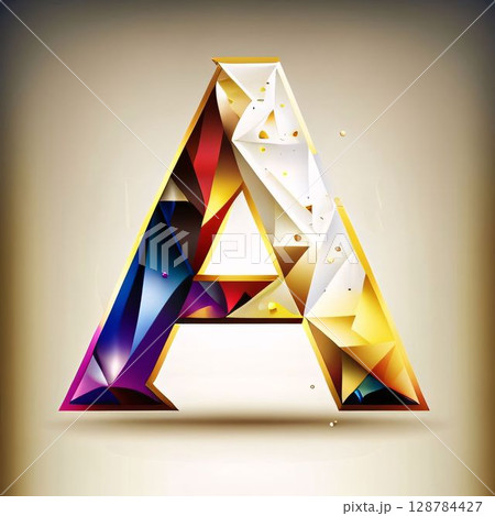 Vector letter A. Abstract colorful polygonal low poly style. Vector letter A. Abstract colorful polygonal low poly style. 128784427