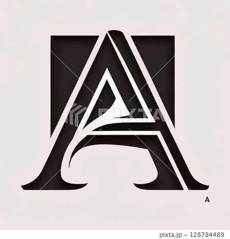Black and white letter A, capital letter A in retro style. 128784489