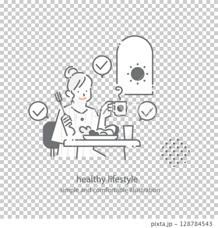 A comfortable lifestyle: simple and stylish line drawing illustrations 128784543