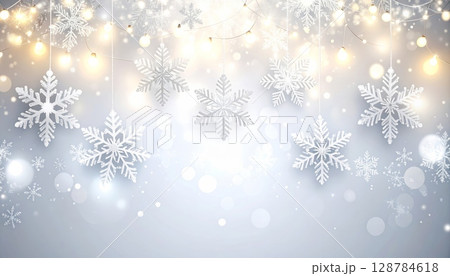 Abstract blue Christmas background with festive snowflakes and sparkling stars for winter holiday celebration 128784618