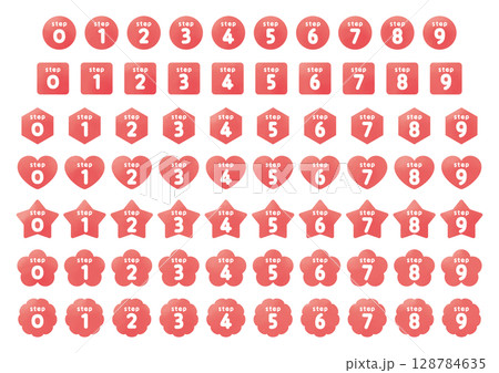 Number icon set_step_red 128784635