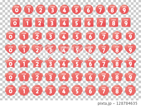 Number icon set_step_red 128784635