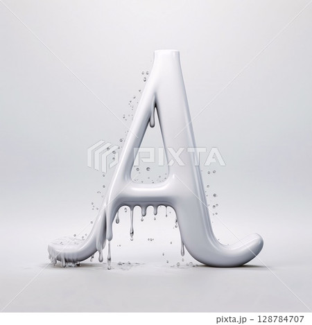 White paint letter A on a white background. 3d Rendering White paint letter A on a white background. 3d Rendering 128784707