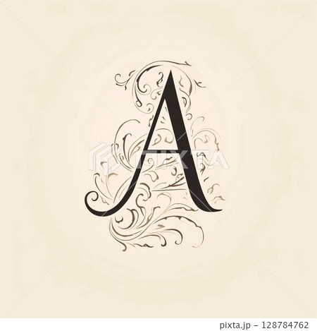 Elegant Capital letter A. Graceful royal style. Calligraphic beautiful logo. Vintage drawn emblem for book design, brand name, business card, Restaurant, Boutique, Hotel. Vector illustration. 128784762