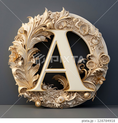 Luxury letter A in the form of a decorative frame. 3d rendering 128784918