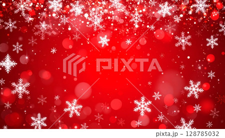 Here's a festive red Christmas background adorned with a winter snowflake design, perfect for holiday celebrations 128785032