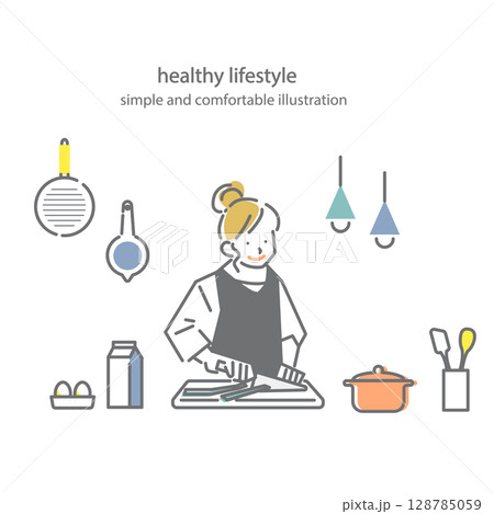 心地の良いライフスタイル シンプルでお洒落な線画イラスト 心地の良いライフスタイル シンプルでお洒落な線画イラスト 128785059