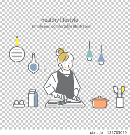 心地の良いライフスタイル シンプルでお洒落な線画イラスト 心地の良いライフスタイル シンプルでお洒落な線画イラスト 128785059