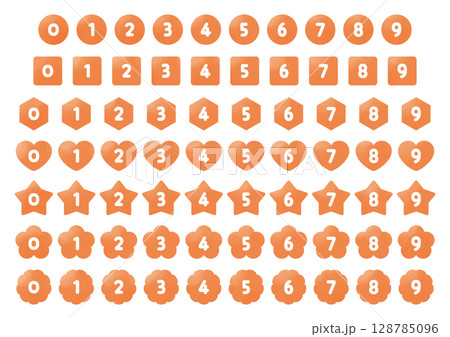 Number icon set_No text_orange Number icon set_No text_orange 128785096